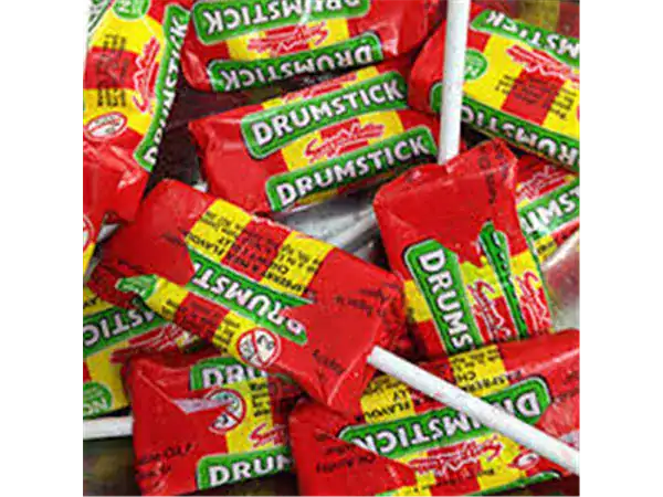 Bright red Drumstick lollipops for classic candy cravings.