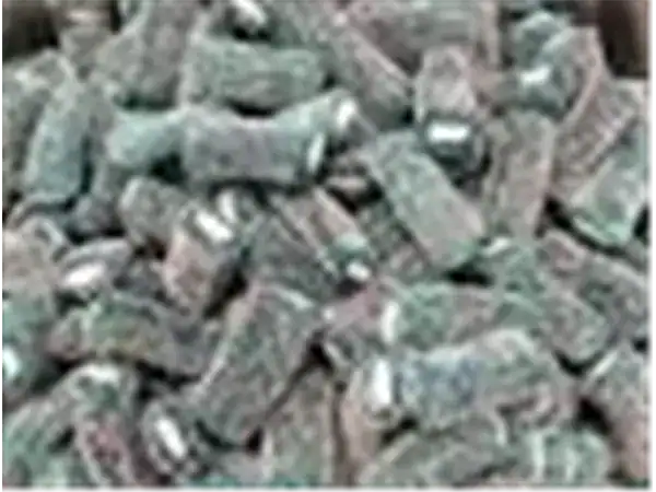 Close-up of chewing tobacco pieces for sale at Roch Sweets.