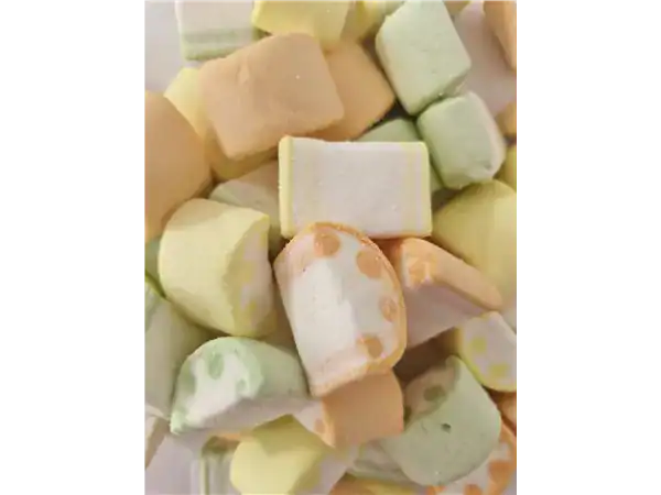Colorful pastel marshmallows for desserts and snacking.